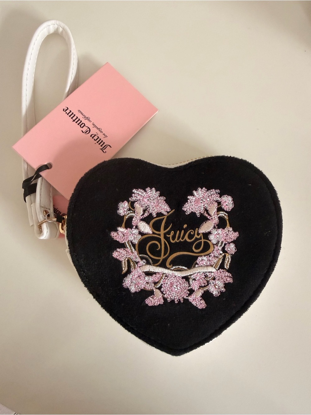 Juicy Couture Black Heart Coin Purse/Pouch Y2K
